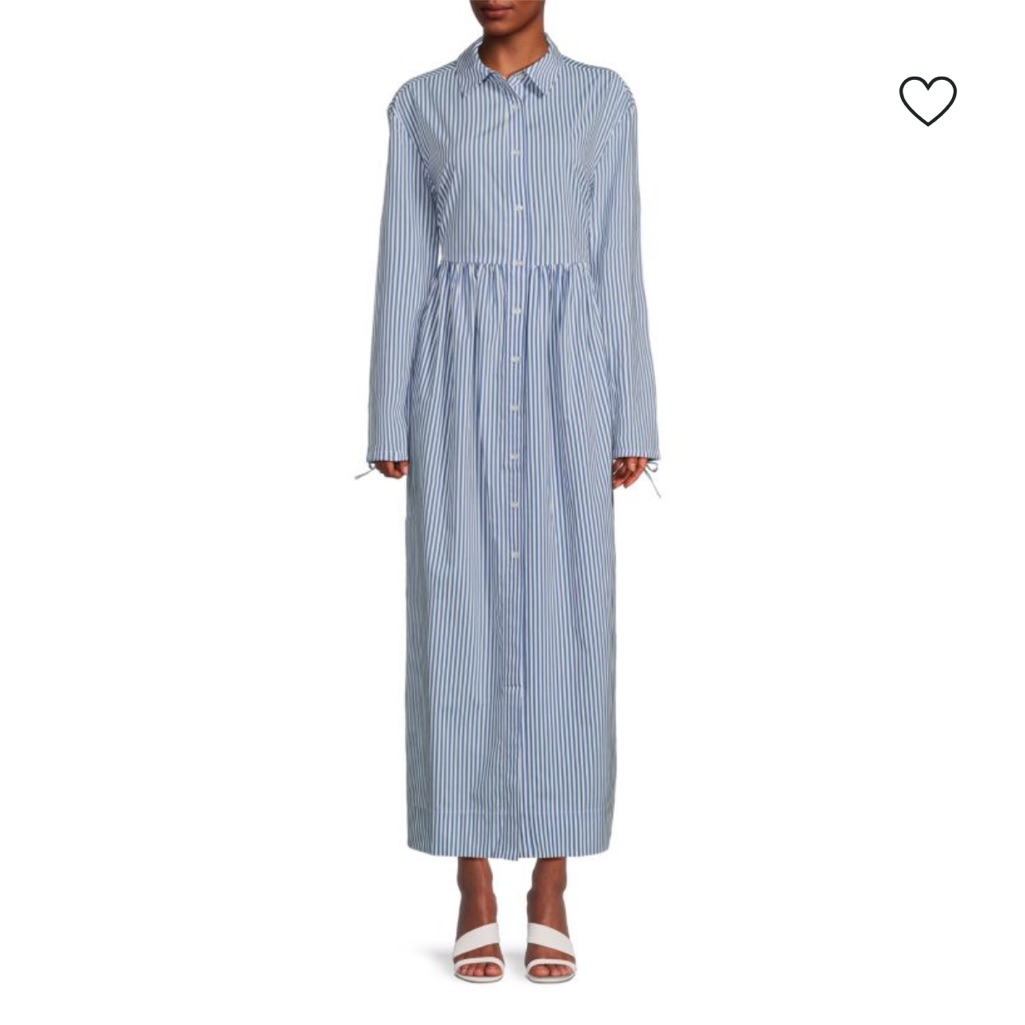Onia Long Sleeve Blue Striped Dress